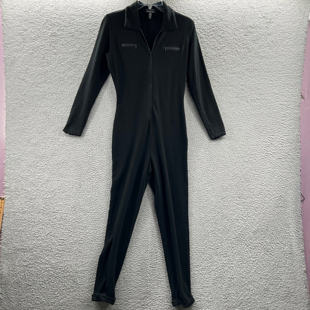 Womens Jumpsuit M Utility Moto Boiler Suit Zip Front Workwear Minimalist Edgy